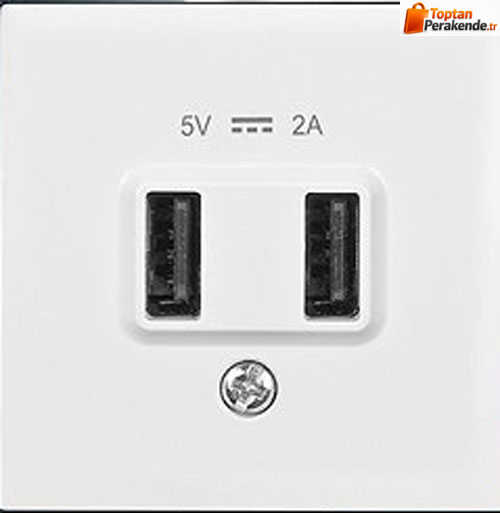 Artline Novella/Trenda Metalik Beyaz Usb Priz Kapak 5v- (Mekanizma Hariç)